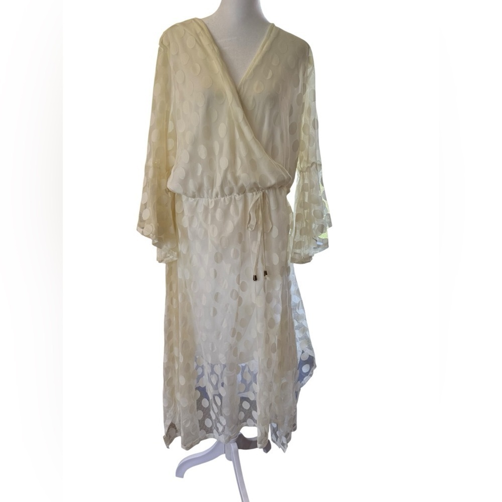 Women’s Ashley Stewart wrap dress with off white overlay over the dress 22/24